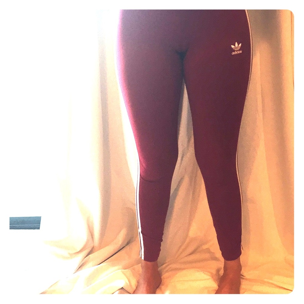 Maroon adidas leggings